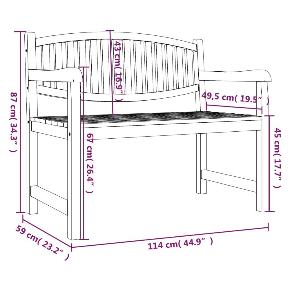 Panca da Giardino 114x59x87 cm Legno Massello di Teak - Foto 1