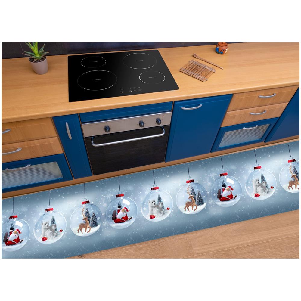 Tappeto Passatoia Cucina Antiscivolo Sottolavello Digitale Disegni Natalizi 50x600 Palline Natale - Foto 1