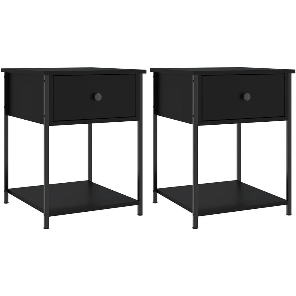 Comodini 2 Pz Neri 44x45x58 Cm In Legno Multistrato - Foto 2