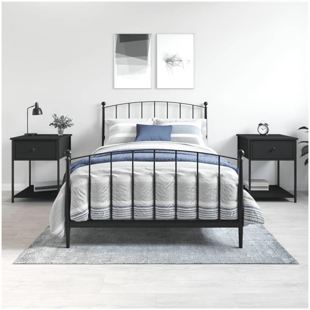 Comodini 2 Pz Neri 44x45x58 Cm In Legno Multistrato - Foto 1