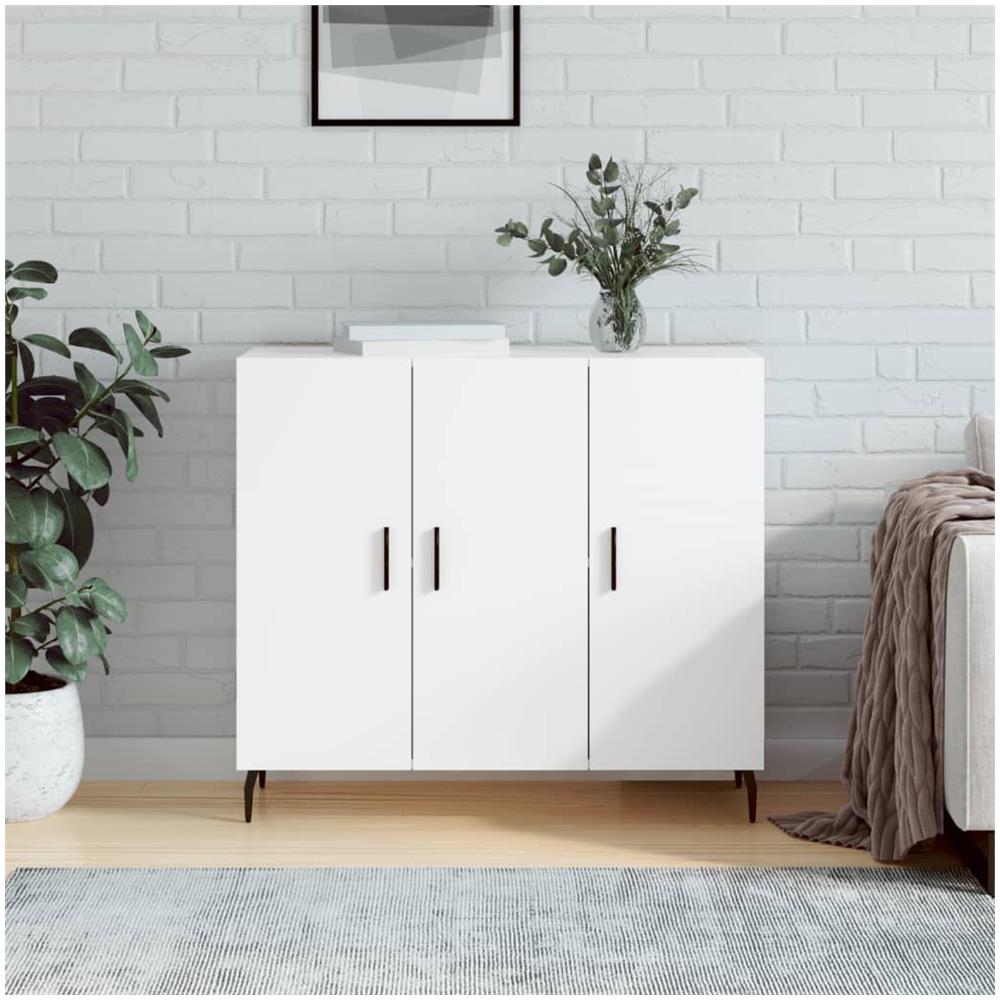 Credenza Bianca 90x34x80 Cm In Legno Multistrato - Foto 1
