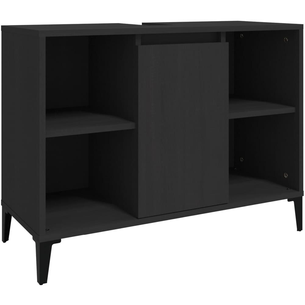 Mobile Lavabo Nero 80x33x60 Cm In Legno Multistrato - Foto 2
