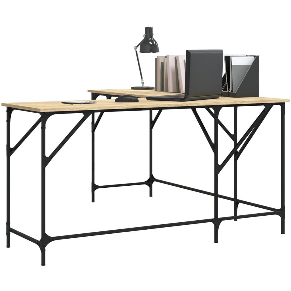 Scrivania Rovere Sonoma 149x149x75 Cm In Legno Multistrato - Foto 3