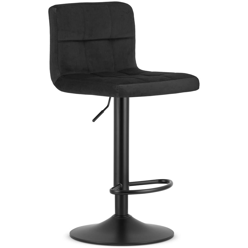 Sgabello girevole HAXU in velluto nero regolabile - Foto 1