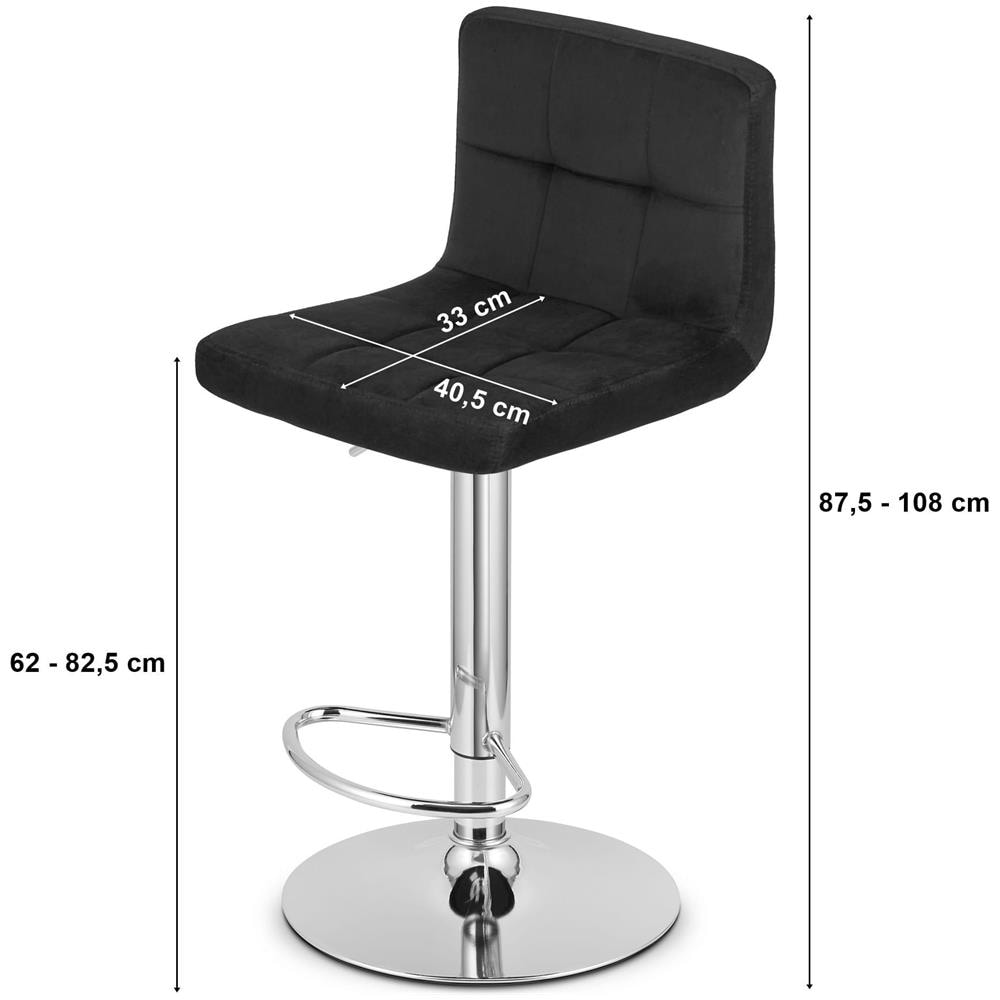 Sgabello girevole HAXU in velluto nero regolabile - Foto 2