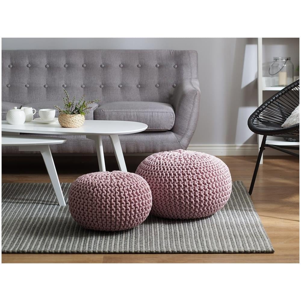 Pouf Poggiapiedi In Tessuto Rosa 40 X 25 Cm Conrad - Foto 2