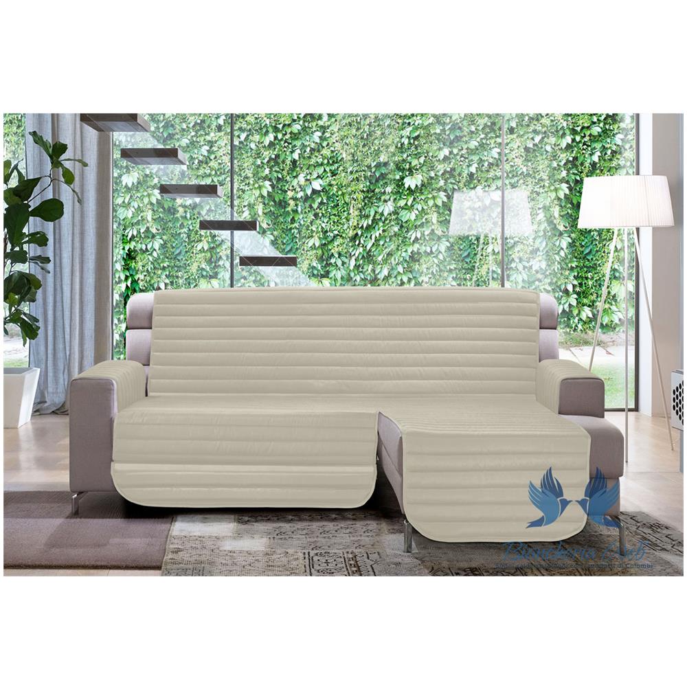 Copridivano Trapuntato Per Divani Con Penisola Modello Simpaty 190 Cm Panna - Foto 1