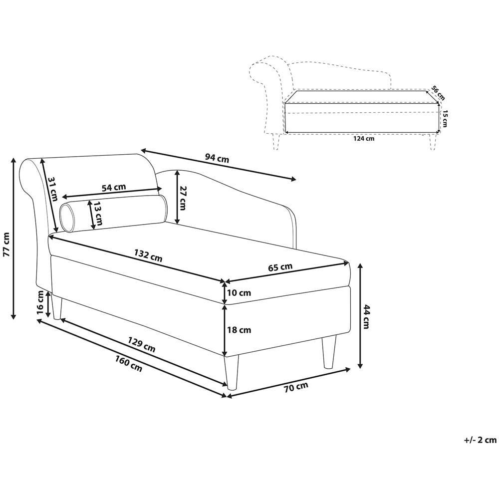Chaise Longue In Tessuto Velluto Nero Luiro - Foto 2