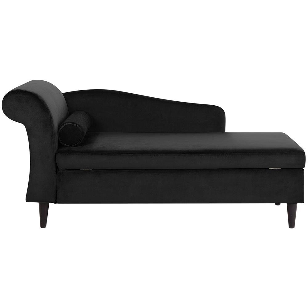 Chaise Longue In Tessuto Velluto Nero Luiro - Foto 1