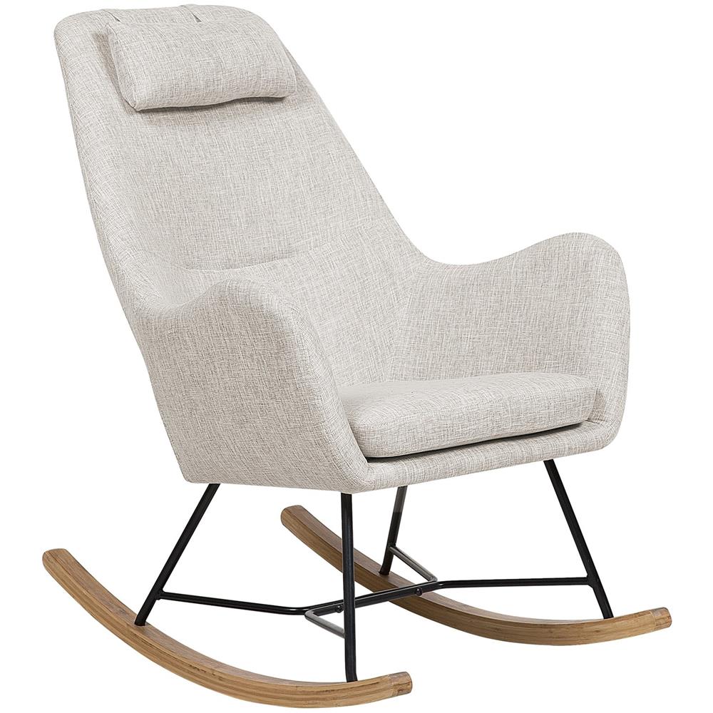 Sedia A Dondolo In Tessuto Beige Chiaro Arrie - Foto 1