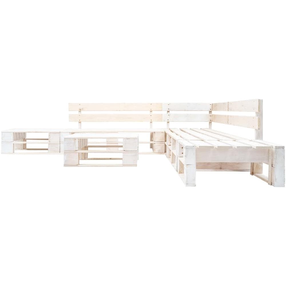 Set Divani Da Giardino Su Pallet 6pz Legno Fsc Bianco - Foto 2