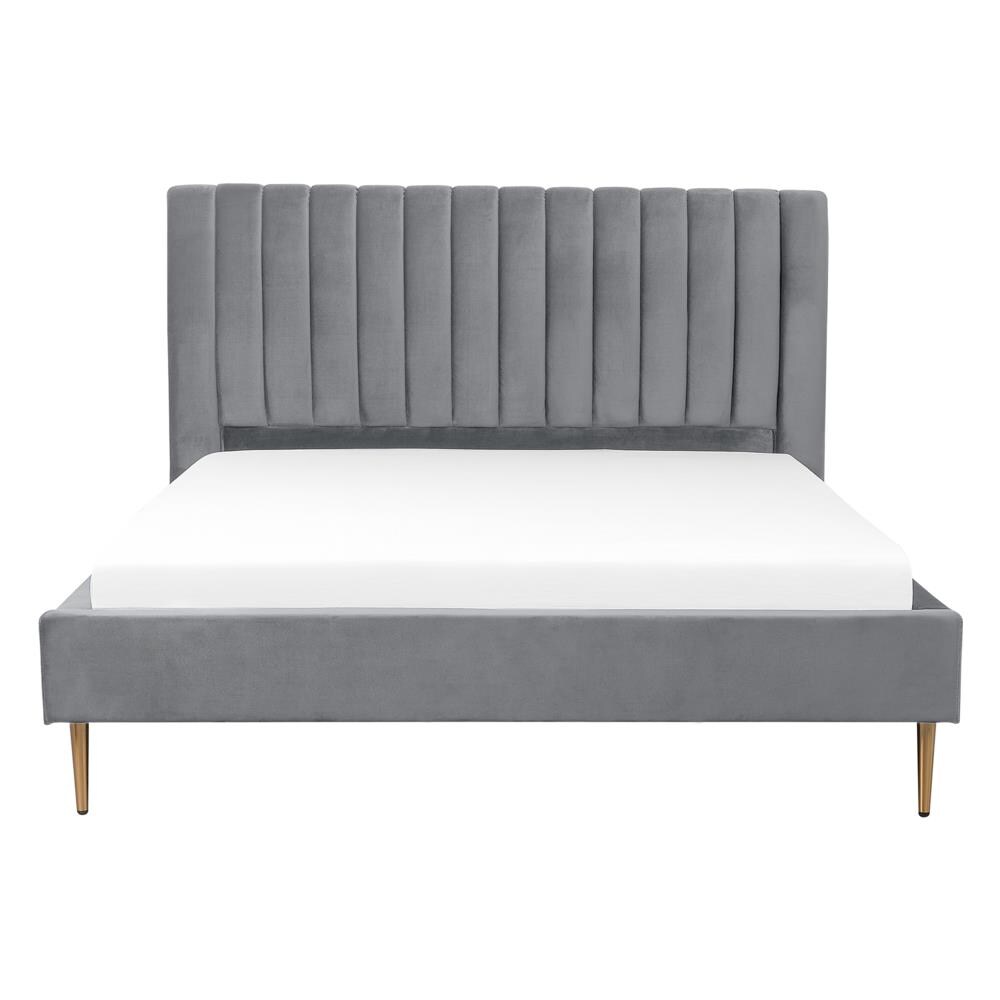 Letto Matrimoniale In Velluto Grigio 180x200 Cm Marville - Foto 2