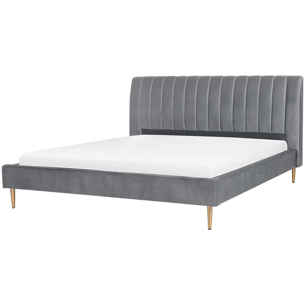 Letto Matrimoniale In Velluto Grigio 180x200 Cm Marville - Foto 1