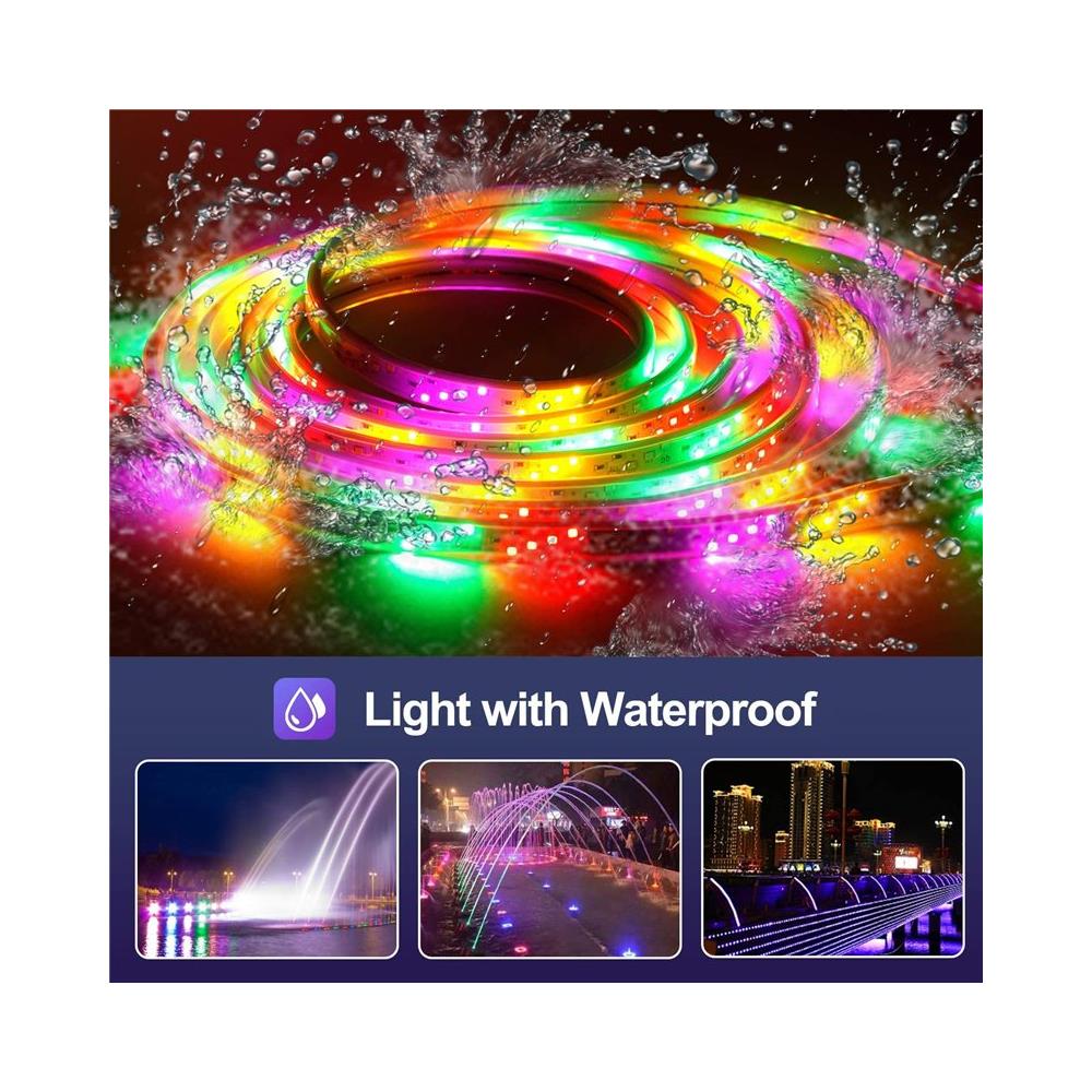 Guirlande Etanche À Eclairage Led 5 Mètres Avec 300 Leds 5050 Rgb Colorées Et Contrôleur Bluetooth - Foto 5