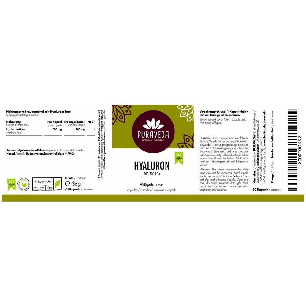 Acido Ialuronico - 90 Capsule (per 3 Mesi) - 100% Puro E Naturale - Alto Dosaggio - Vegan - 300mg - 500-700kda - Ialuronano Puro - Senza Stereati Di Magnesio - Foto 2