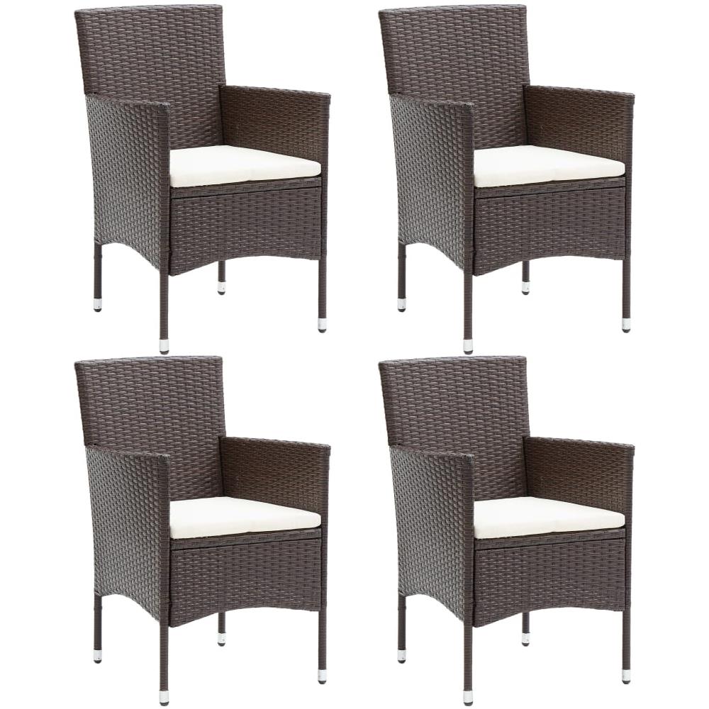 Sedie Da Pranzo Per Giardino 4 Pz In Polyrattan Marrone - Foto 1