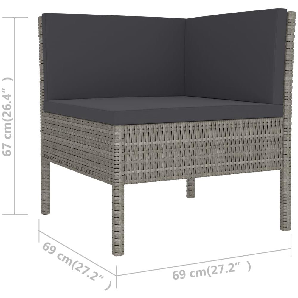 Set Divani Da Giardino 6 Pz Con Cuscini In Polyrattan Grigio - Foto 2