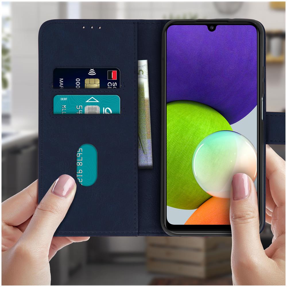 Custodia Samsung Galaxy A22 Con Portacarte E Funzione Supporto Blu Notte - Foto 5