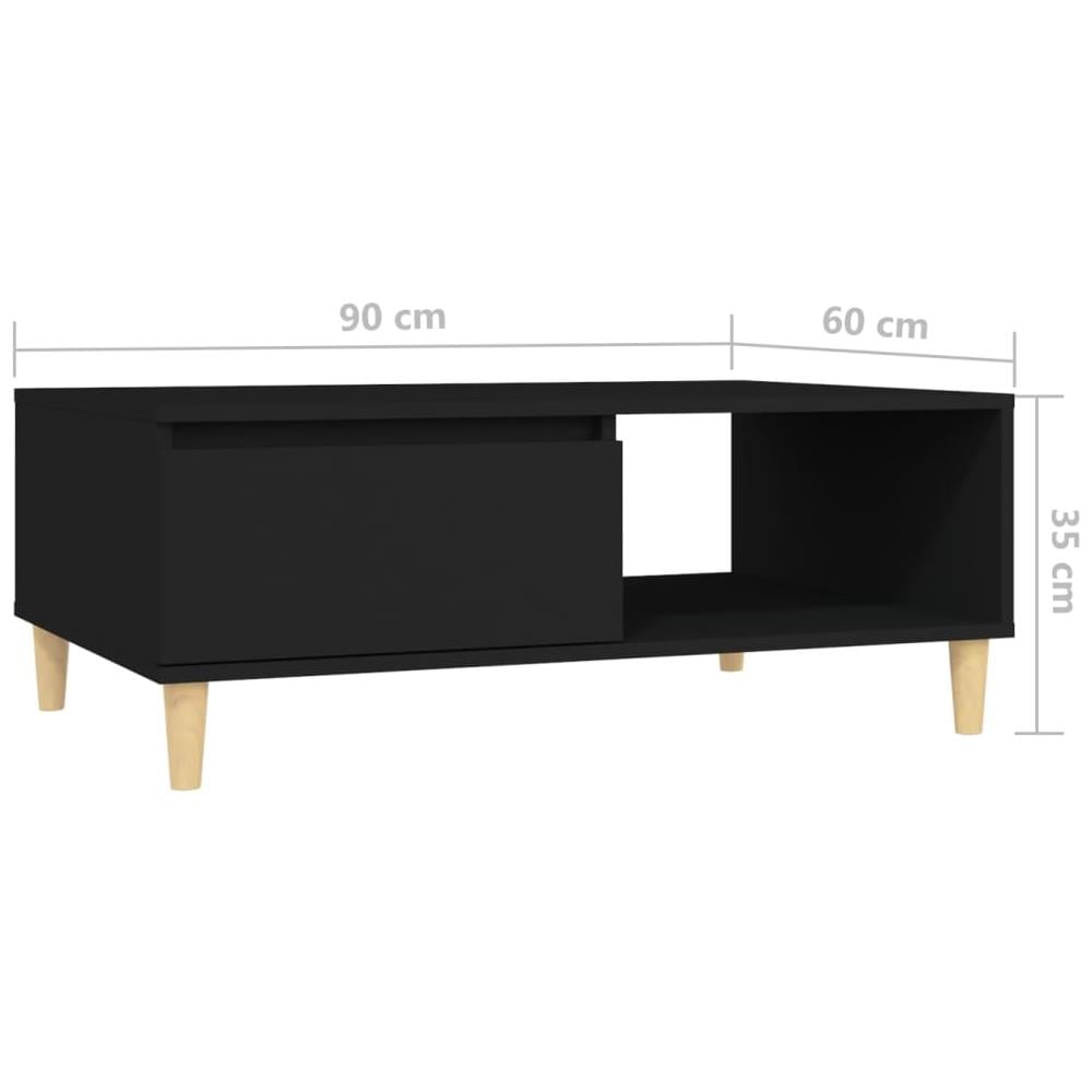 Tavolino da Salotto Nero 90x60x35 cm in Legno Multistrato - Foto 8