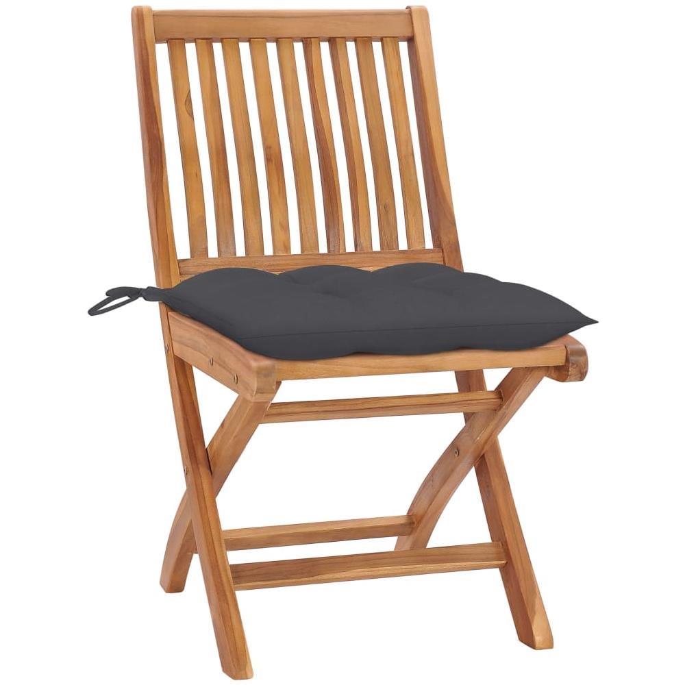 Sedie da Giardino Pieghevoli con Cuscini 4 pz Massello di Teak - Foto 3