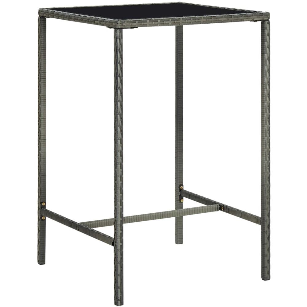 Set Bar da Giardino 3 pz con Cuscini in Polyrattan Grigio - Foto 2