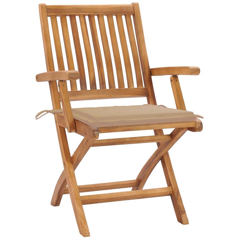 Sedie da Giardino 2 pz con Cuscini Beige in Massello di Teak - Foto 3