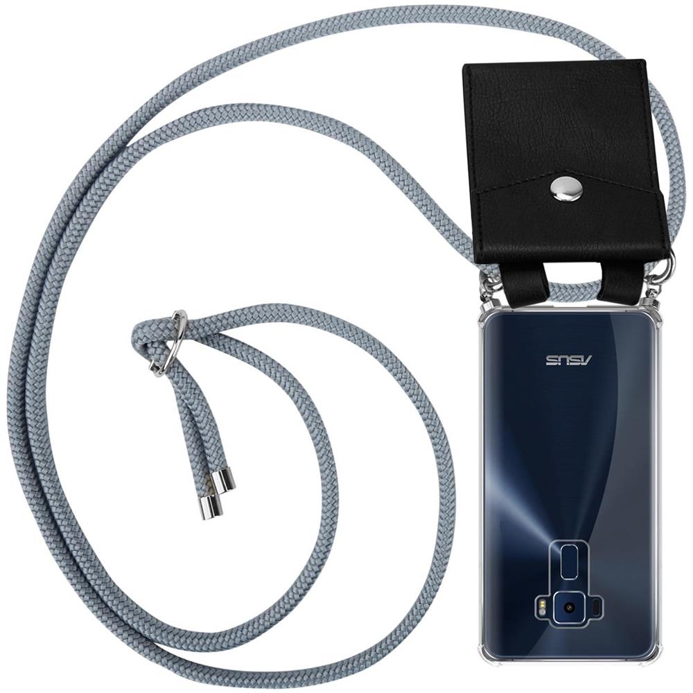 Catena Di Telefoni Cellulari Compatibile Con Asus Zenfone 3 (5,2"" Zoll) In Grigio Argento - Coperchio Protettivo In Silicone Con Anelli D'argento, Cinturino In Corda E Custodia Staccabile - Foto 1