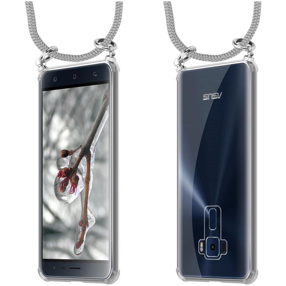 Catena Di Telefoni Cellulari Compatibile Con Asus Zenfone 3 (5,2"" Zoll) In Grigio Argento - Coperchio Protettivo In Silicone Con Anelli D'argento, Cinturino In Corda E Custodia Staccabile - Foto 8