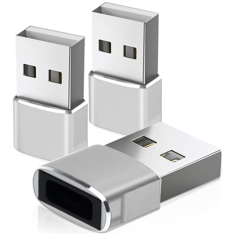 3x Adattatore Usb In Argento - Convertitore Adattatore Da Usb C A Usb - Foto 1