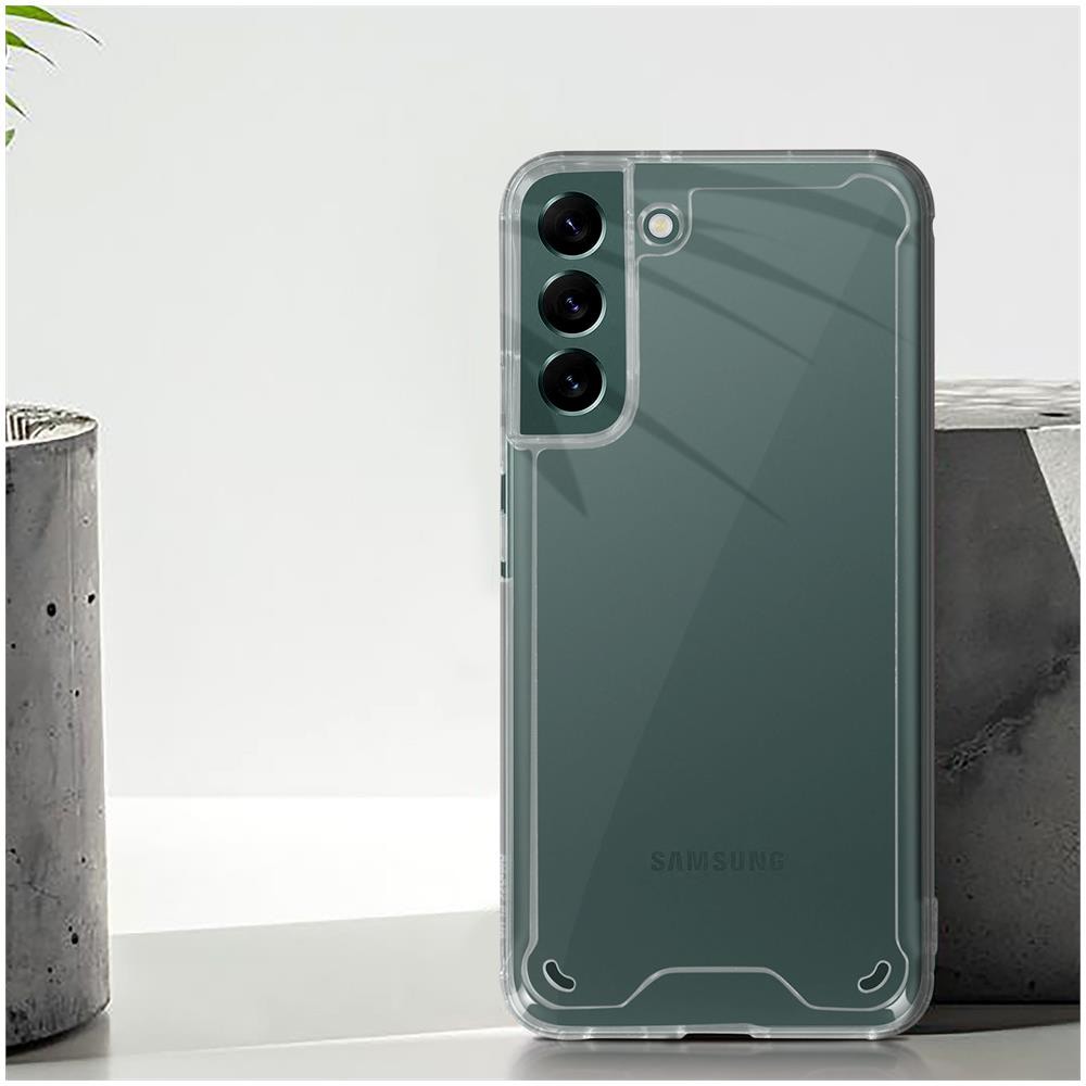 Cover Anti-urti Per Galaxy S22 Plus Retro Rigido Bordo Flessibile Trasparente - Foto 5