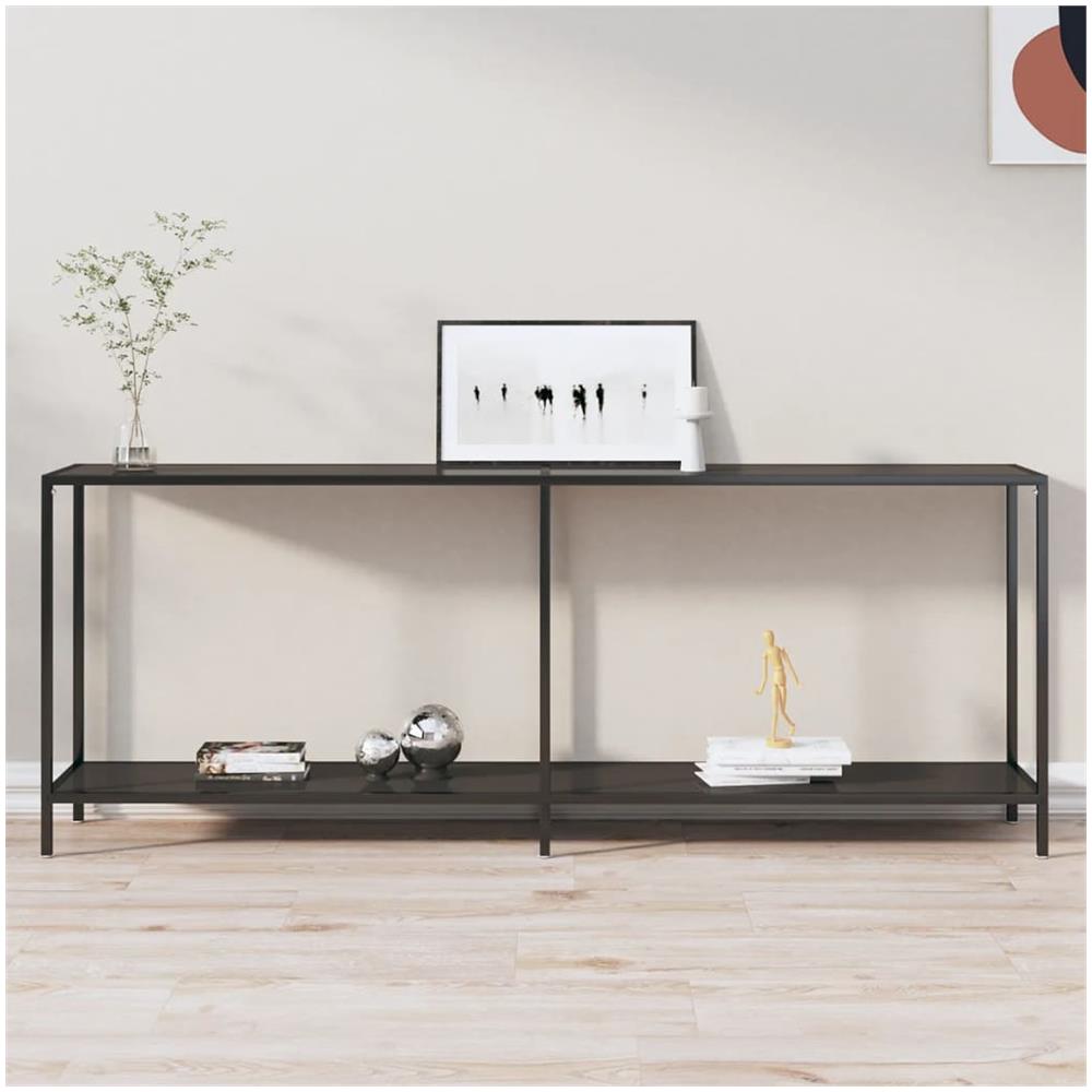 Tavolo Consolle Nero 200x35x75,5 Cm In Vetro Temperato - Foto 1