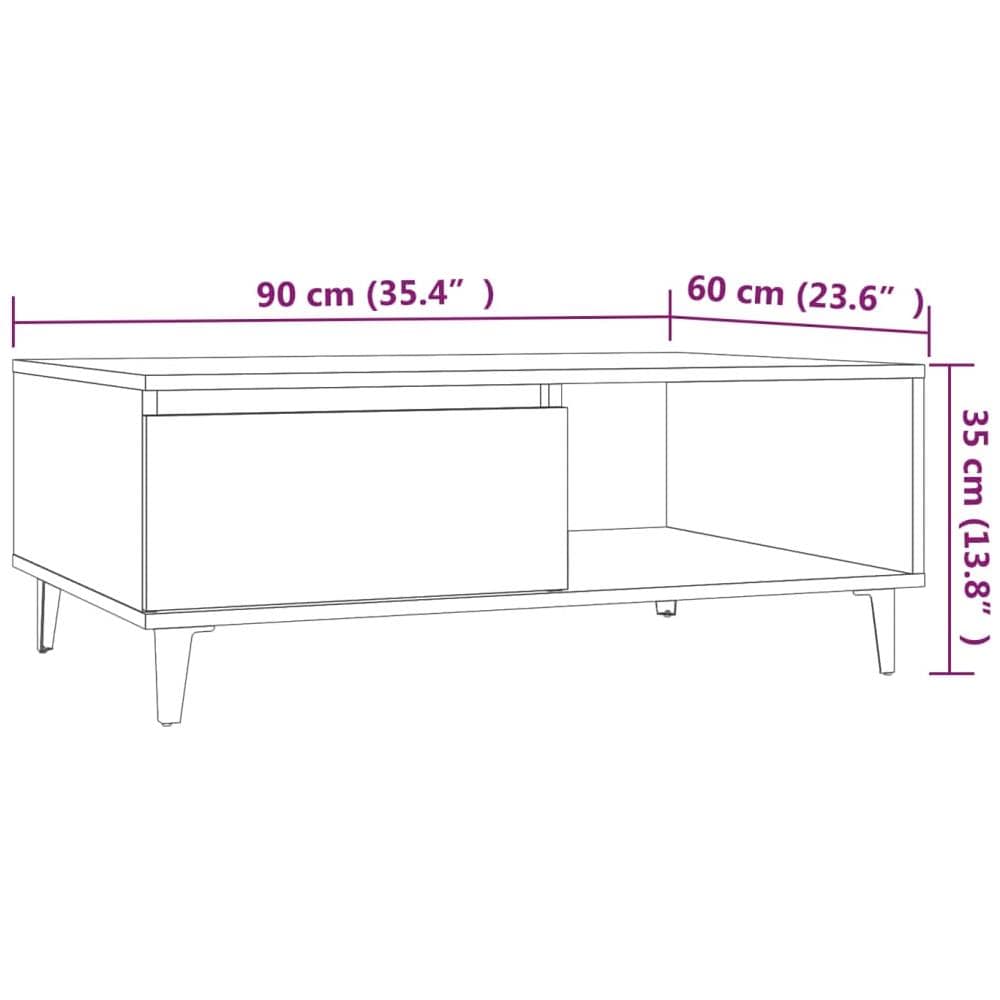 Tavolino da Salotto Rovere Fumo 90x60x35 cm in Truciolato - Foto 8