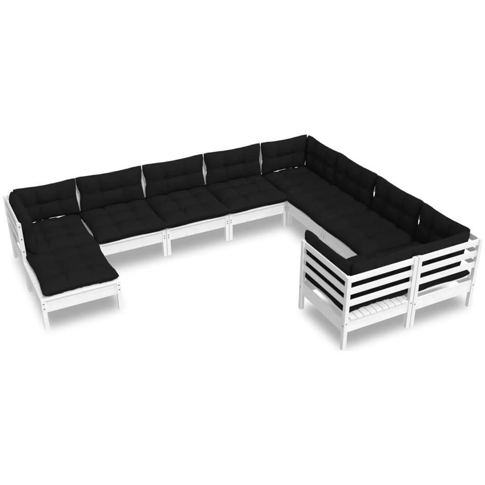 Set Divani Da Giardino 10 Pz Con Cuscini Legno Di Pino Bianco - Foto 2