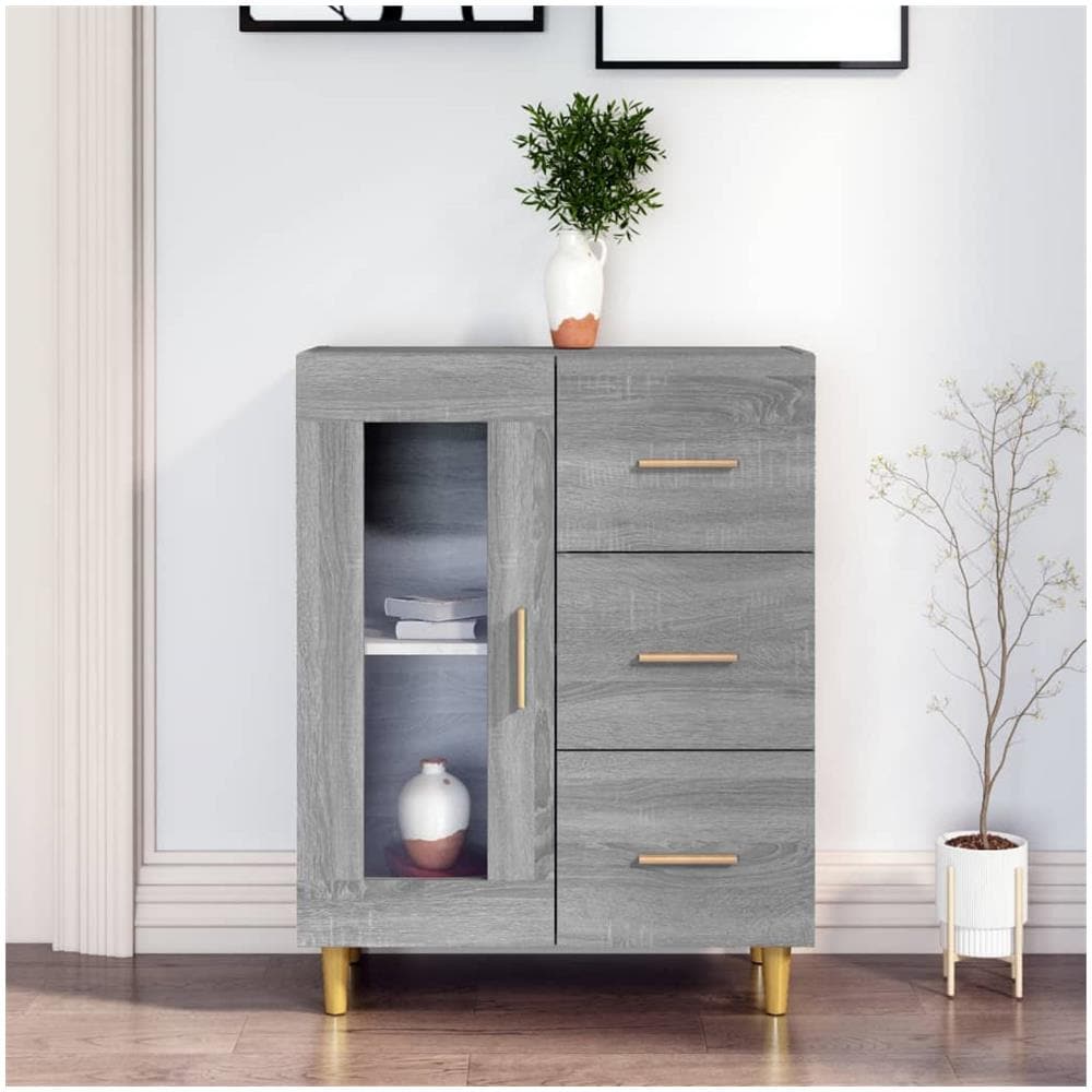 Credenza Grigio Sonoma 69,5x34x90 Cm In Legno Multistrato - Foto 1