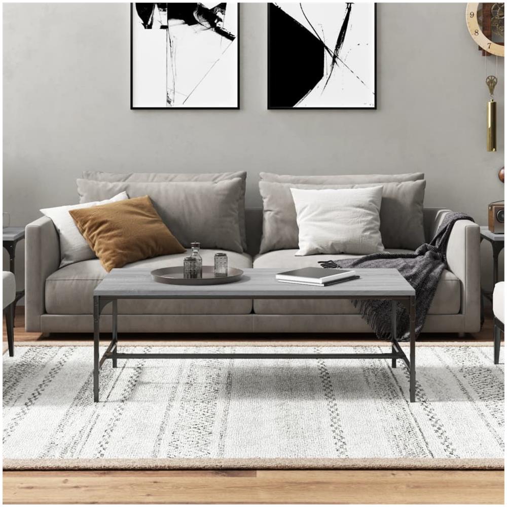 Tavolino Da Salotto Grigio Sonoma 100x50x35cm Legno Multistrato - Foto 3