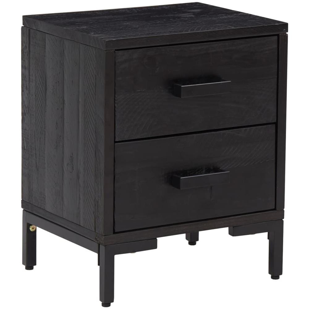 Comodino Nero 36x30x45 cm in Legno Massello di Pino - Foto 2