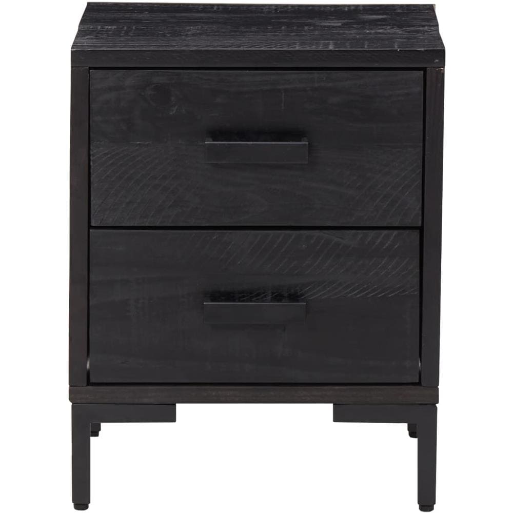 Comodino Nero 36x30x45 cm in Legno Massello di Pino - Foto 3