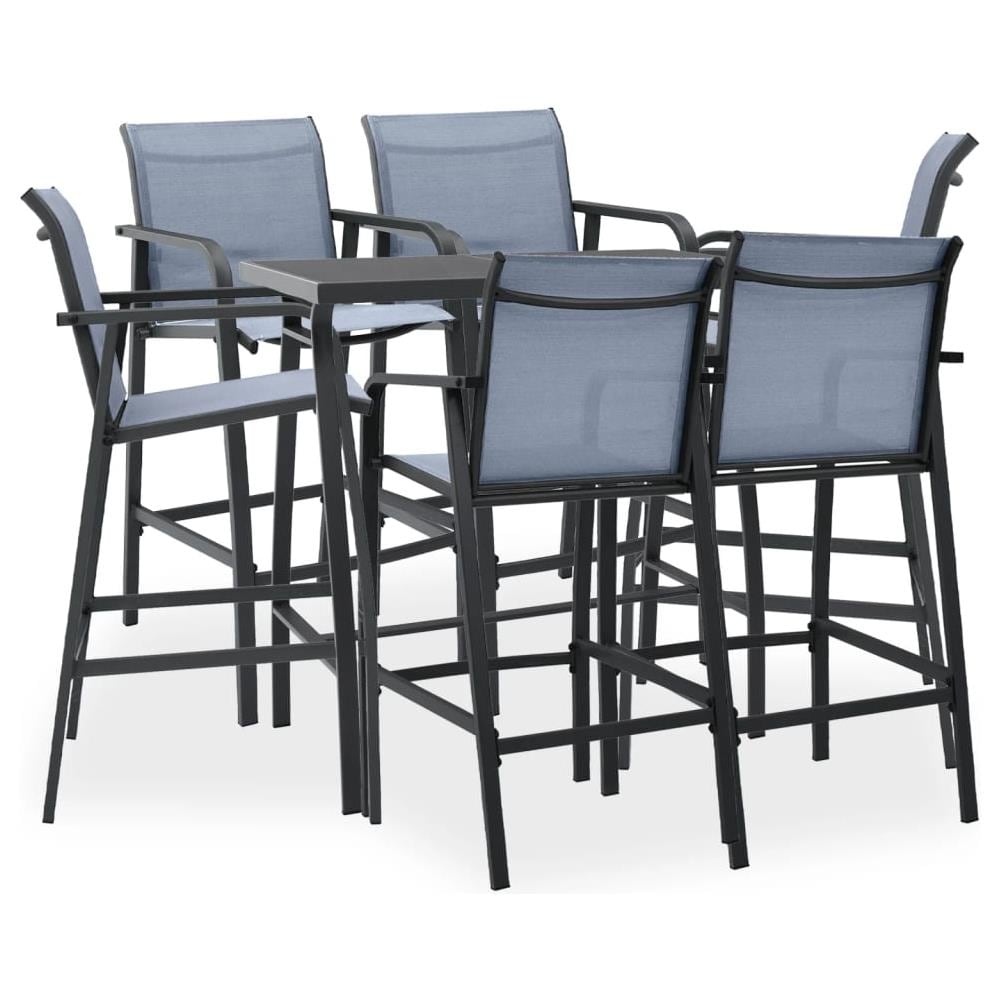 Set Bar Da Giardino 7 Pz Nero E Grigio - Foto 1