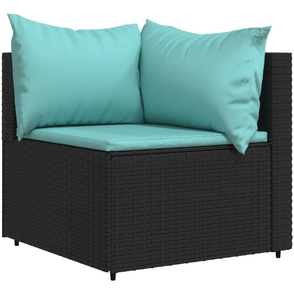 Divani Angolari Da Giardino Con Cuscini 2pz In Polyrattan Nero - Foto 3
