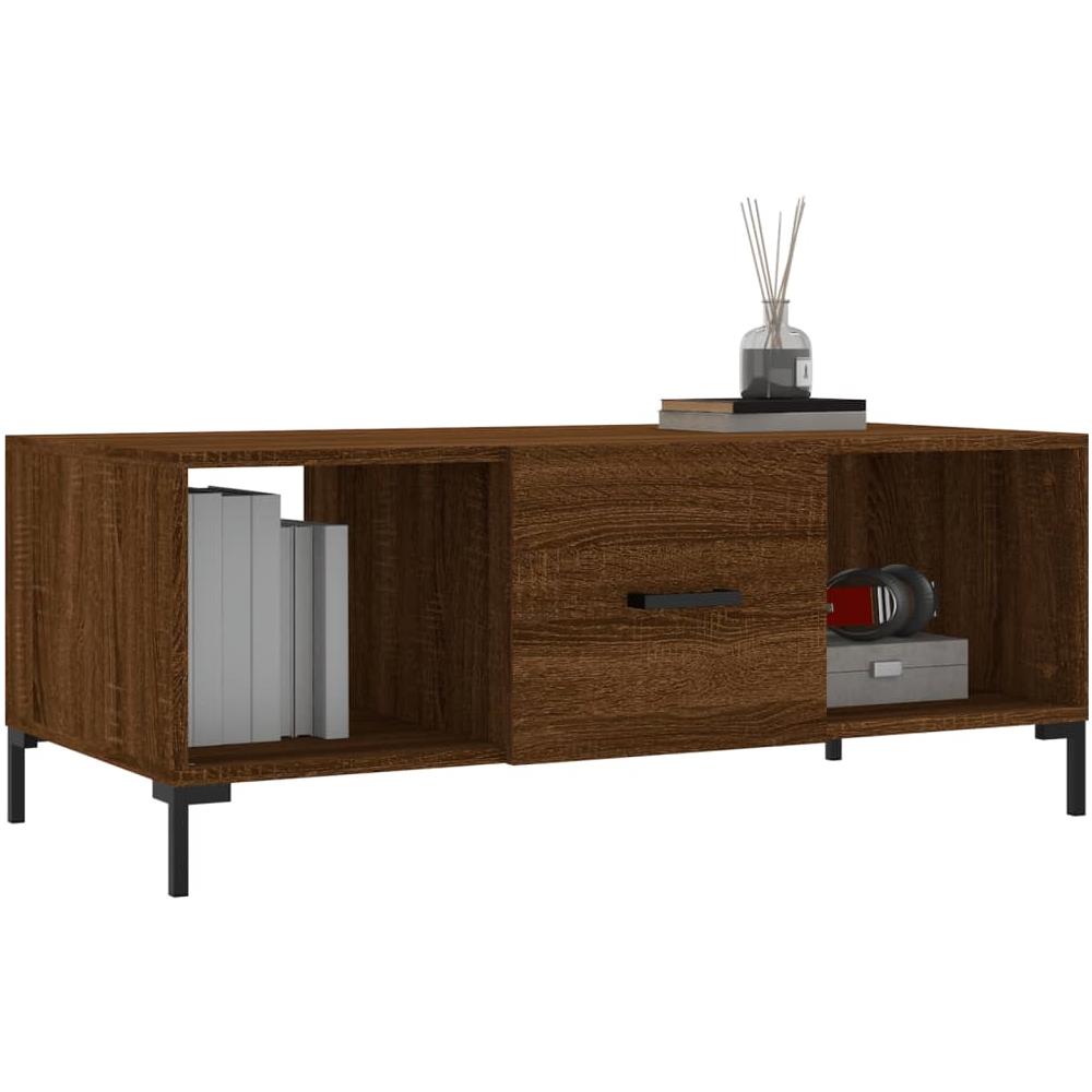 Tavolino Salotto Rovere Marrone 102x50x40 Cm Legno Multistrato - Foto 3