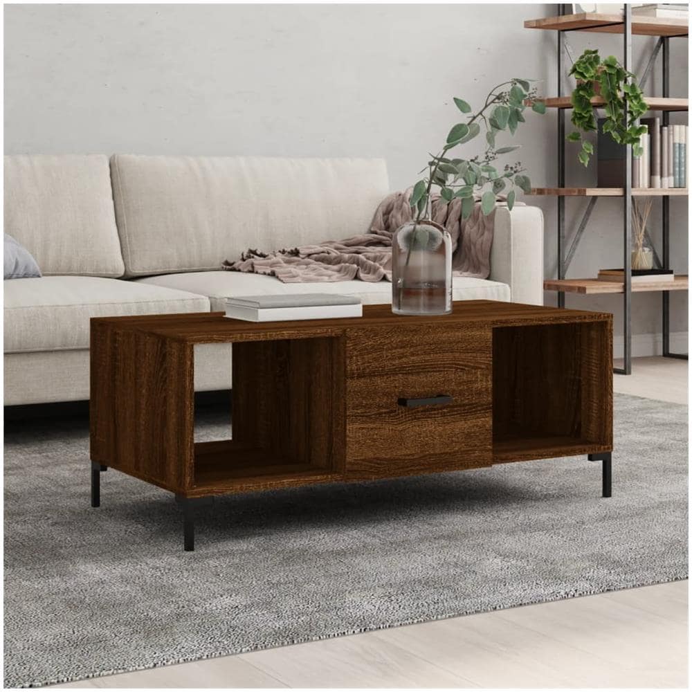Tavolino Salotto Rovere Marrone 102x50x40 Cm Legno Multistrato - Foto 1
