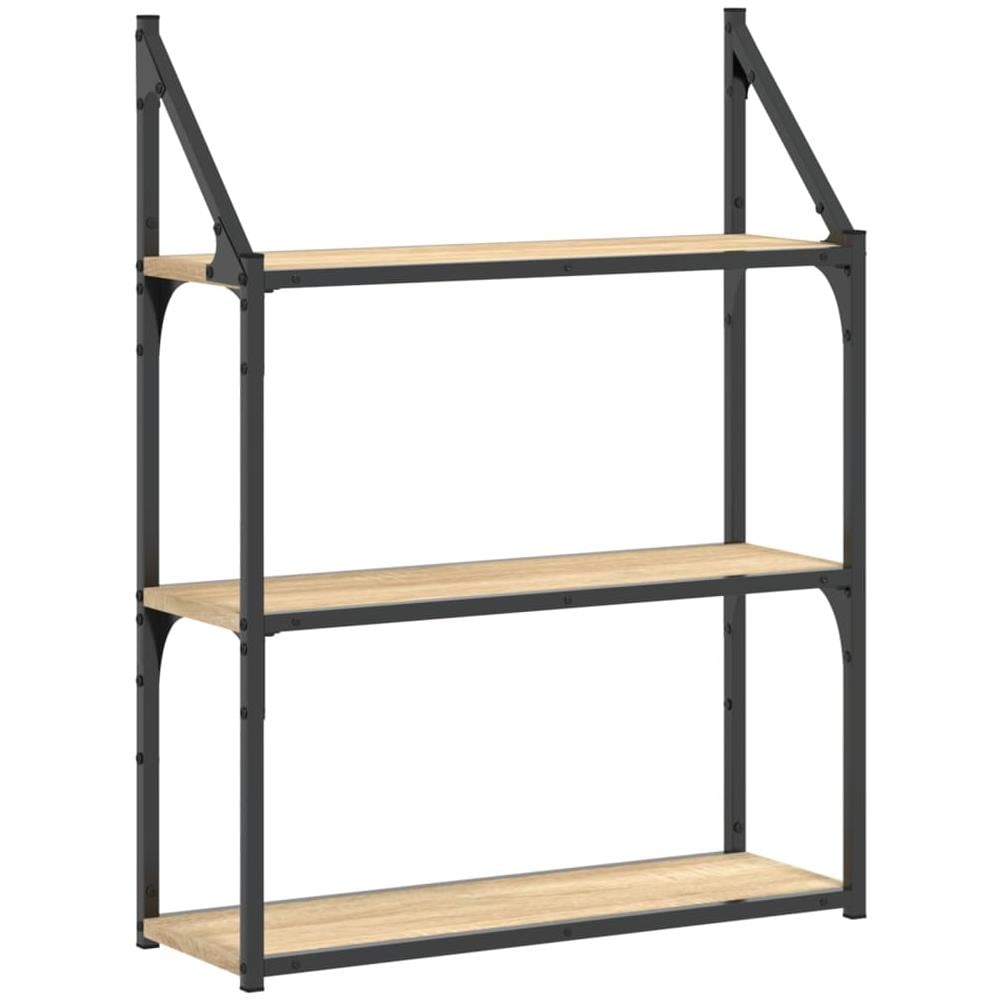 Scaffale Parete 3ripiani Rovere Sonoma 60x21x78,5cm Multistrato - Foto 2