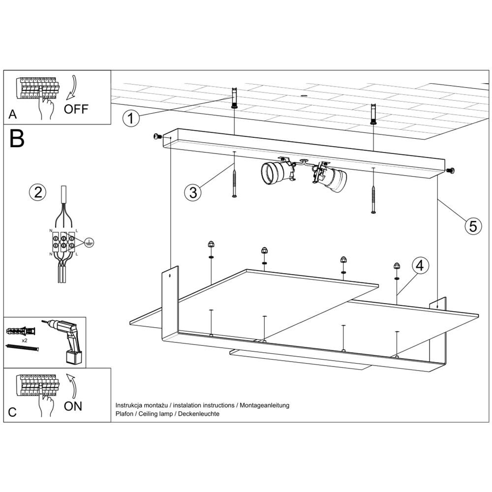 Lampada Da Soffitto Massimo Bianco Sl. 1045 - Moderno Lampade Da Soffitto Bianco 11x65x50 Cm - Foto 5