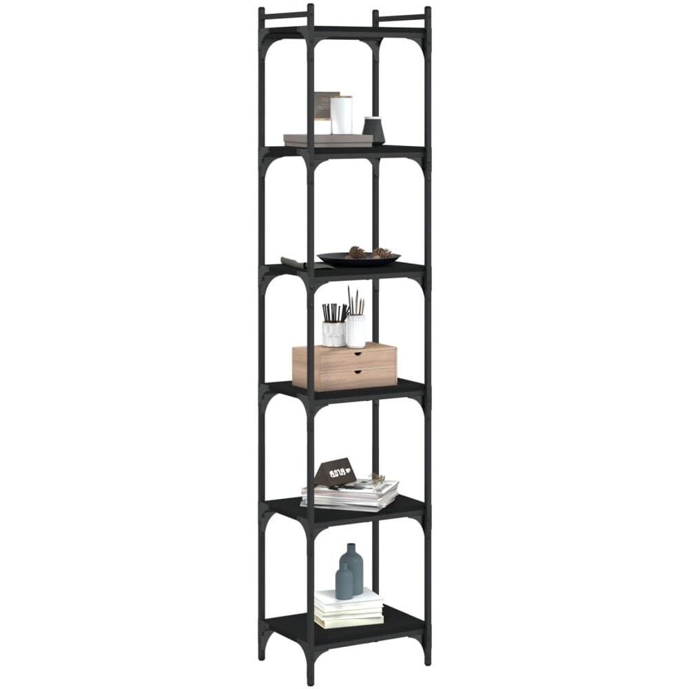 Libreria A 6 Ripiani Nera 40x30x188 Cm In Legno Multistrato - Foto 3