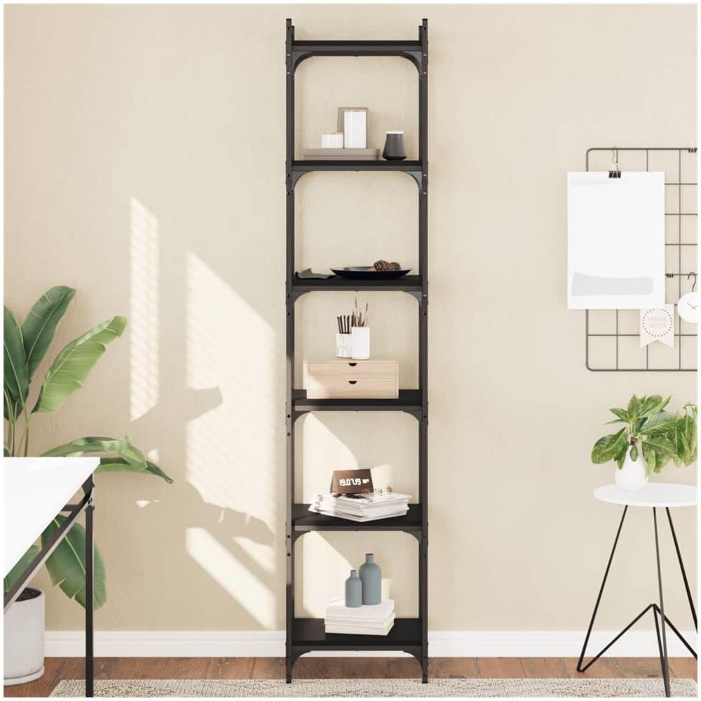 Libreria A 6 Ripiani Nera 40x30x188 Cm In Legno Multistrato - Foto 1
