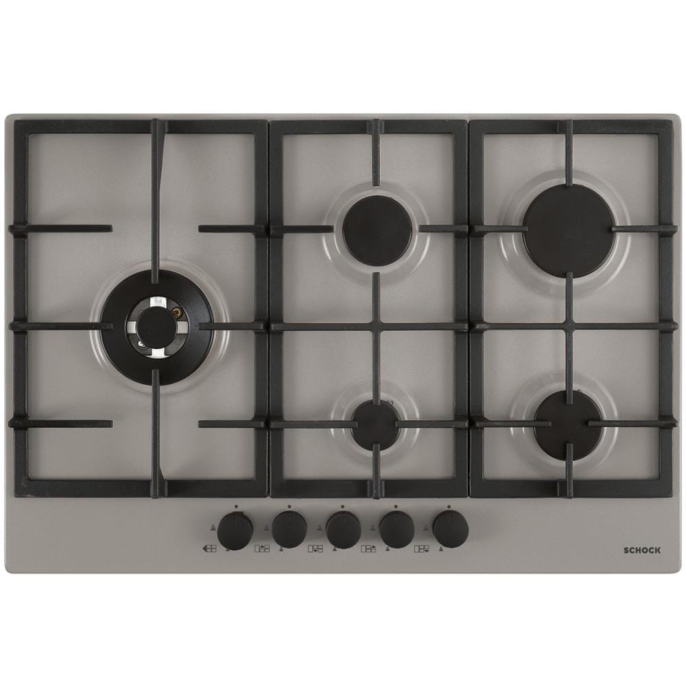 Piano Cottura da Incasso a Gas STR85TH42 75 cm 5 Fuochi Griglie in Ghisa finitura Grigio Tortora Colore Marrone, Grigio - Foto 1