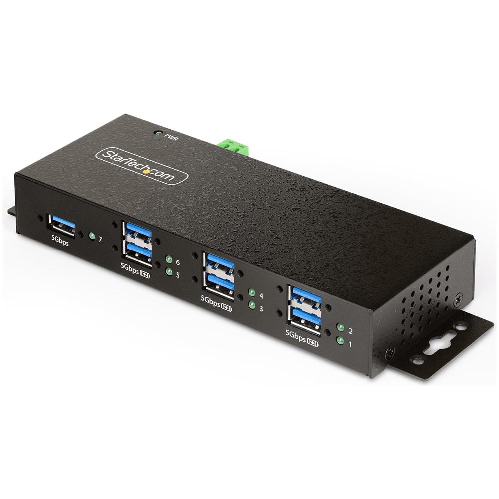 Hub USB gestito a 7 Porte con 7x USB-A, Alloggiamento industriale in metallo resistente, Protezione ESD e contro le sovratensioni, Montabile a parete /scrivania /supporto, USB 3.0/3.1/3.2 Gen 1 5Gbps - Foto 1