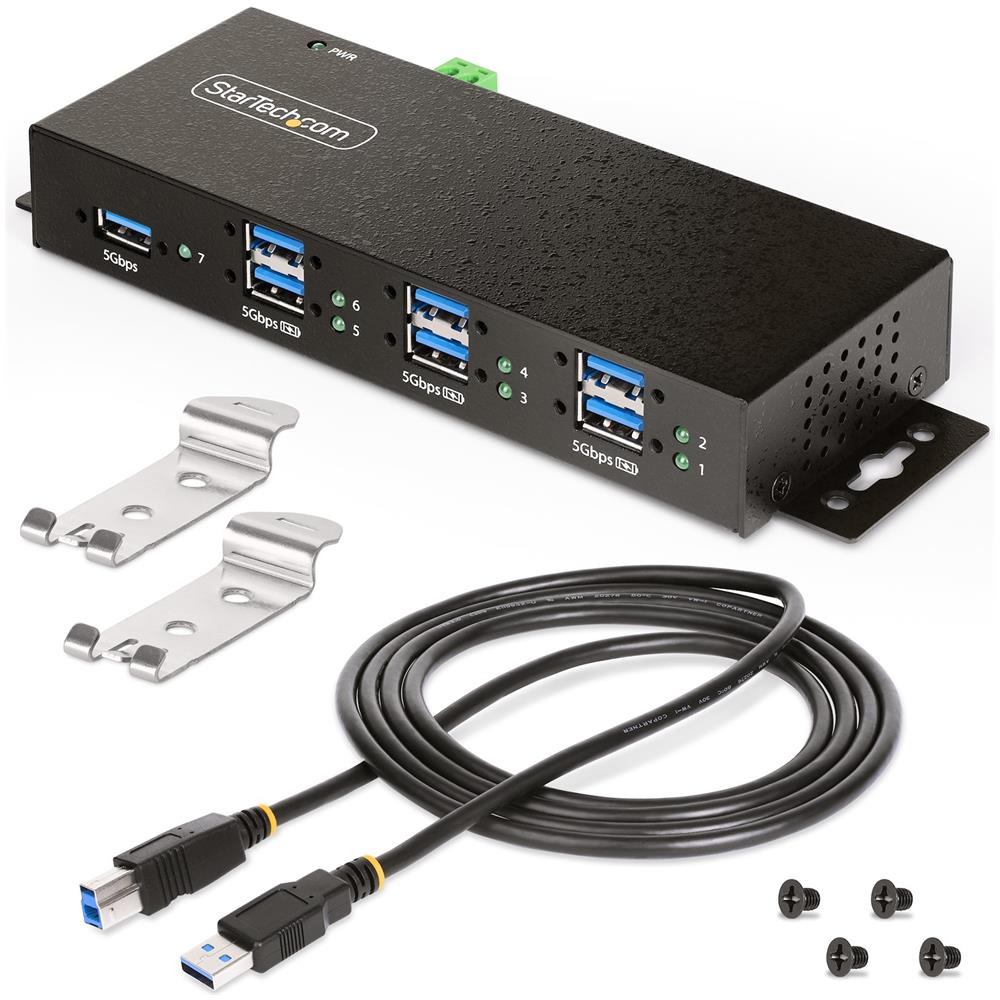 Hub USB gestito a 7 Porte con 7x USB-A, Alloggiamento industriale in metallo resistente, Protezione ESD e contro le sovratensioni, Montabile a parete /scrivania /supporto, USB 3.0/3.1/3.2 Gen 1 5Gbps - Foto 11