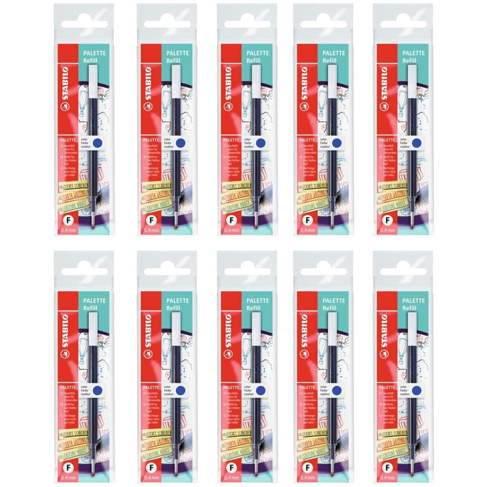 PALETTE refill - Cartuccia per Penna Roller a scatto - Tratto F (0,4mm) - Confezione da 10 - Blu - Foto 1