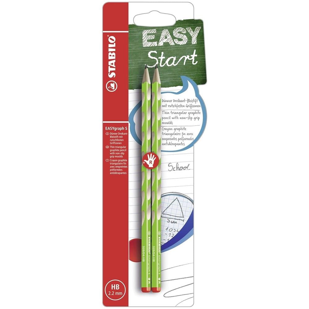 EASYgraph S - Matita Ergonomica triangolare Sottile - per Destrimani - Verde - Pack da 2 - Gradazione HB - Foto 1